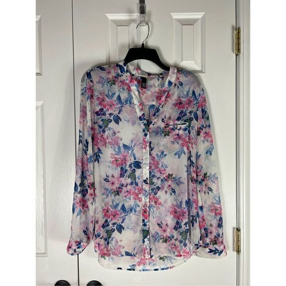 Kut from the Kloth Womens Sheer Floral Blouse Size M - Picture 1 of 3